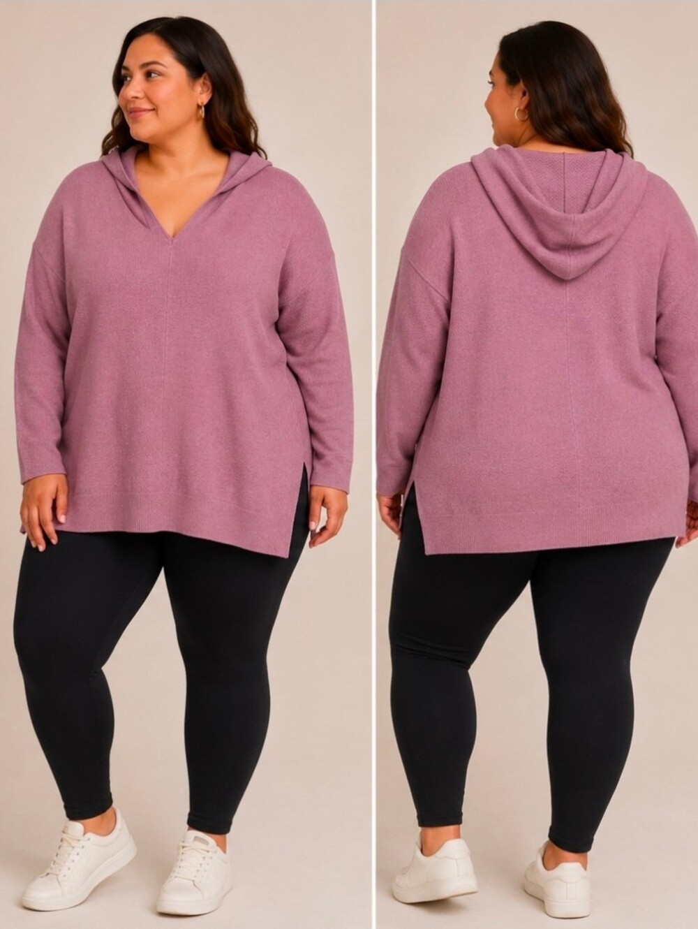 DKNY Sport Women’s Pink Hooded V-Neck Sweater Size XL NWT